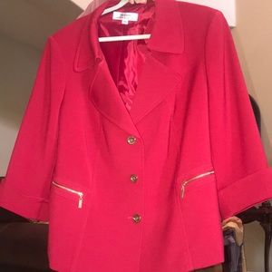 Tahari Red Blazer with Gold Accents